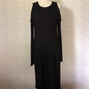 Black Midi Bodycon Dress with Peekaboo Sleeves
